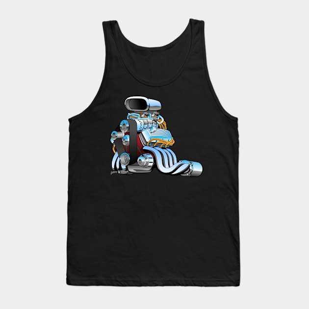 Hot rod race car engine cartoon Tank Top by hobrath